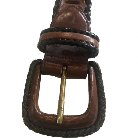 Leather belt. Brown and black. Woven braided western cowboy Size M - Picture 2 of 10